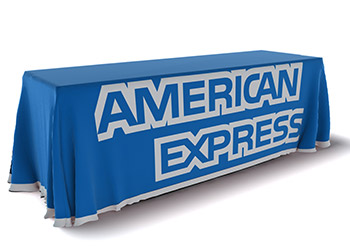 Printed table skirt for American Express